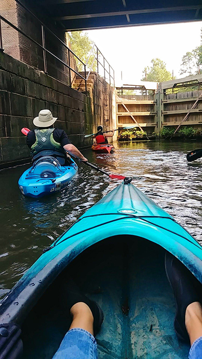 Paddling through a Canal Lock, Delaware Canal State Park by DRBC's Daisy DePaz.